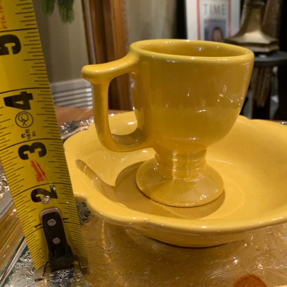 Frankoma 30B Sunshine Yellow Scalloped Bowl And Pedestal C13 Mug - Picture 9 of 11
